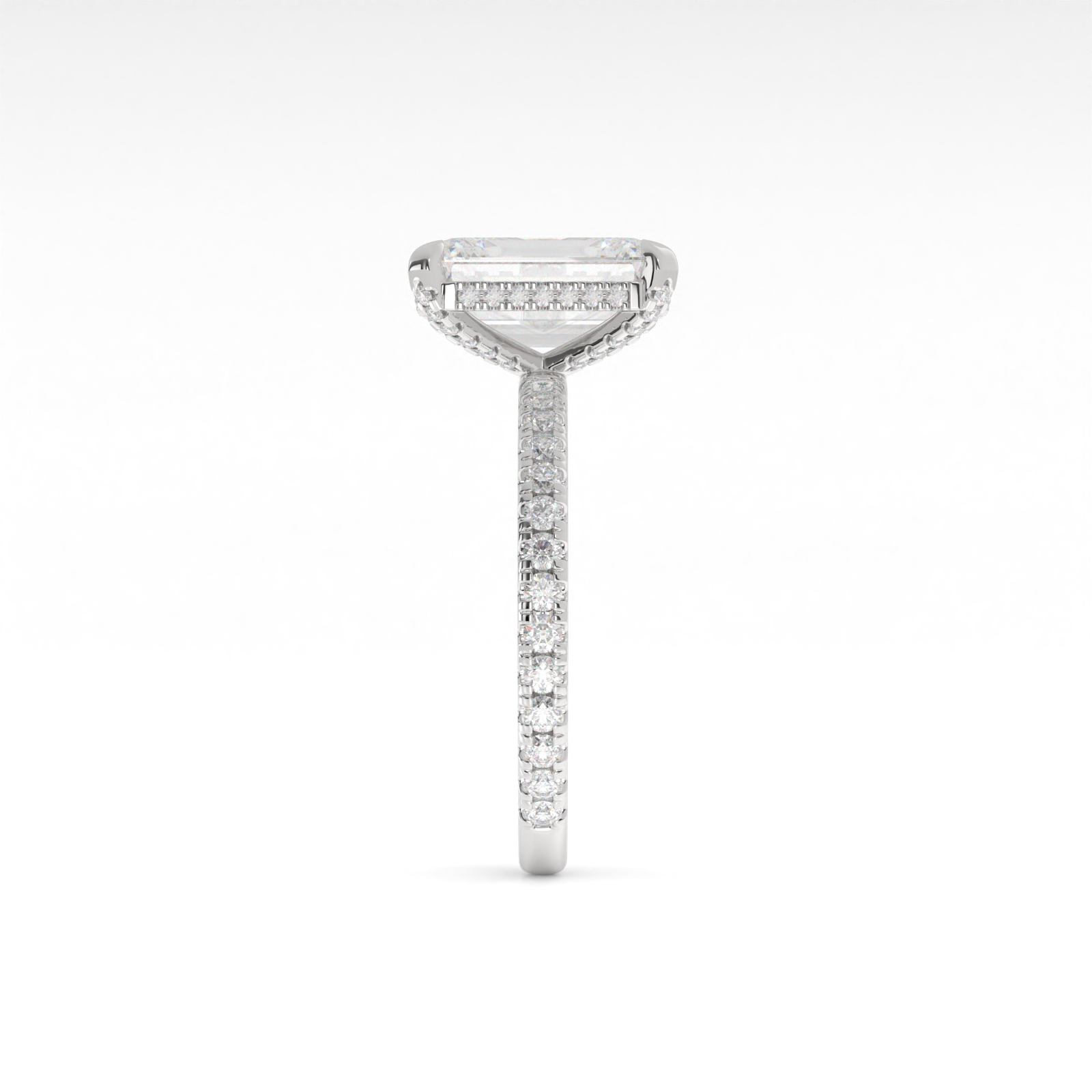 Lab-Grown 1.69 Carat Emerald D-VS2 Diamond 14K White Gold Hidden Halo Ring