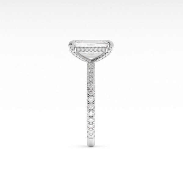 Lab-Grown 1.43 Carat Emerald D-VVS2 Diamond 14K White Gold Hidden Halo Ring