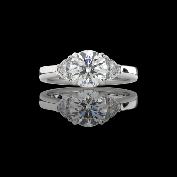 Lab-Grown 1.91 Carat Round E-VS1 Diamond Platinum 3 Stones Ring