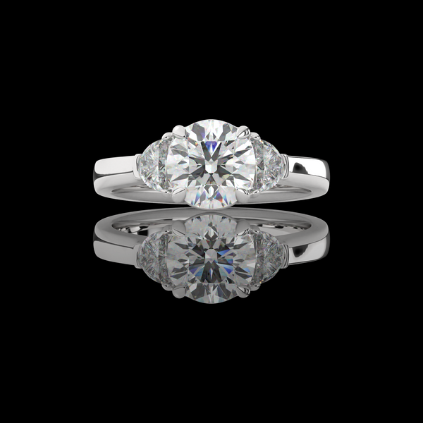 Lab-Grown 3.86 Carat Round E-VS1 Diamond Platinum 3 Stones Ring