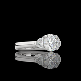 Lab-Grown 1.41 Carat Round D-VVS2 Diamond Platinum 3 Stones Ring