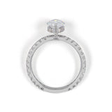 Lab-Grown 4.04 Carat Marquise F-VS1 Diamond 14K White Gold Hidden Halo Ring