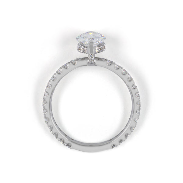 Lab-Grown 4.04 Carat Marquise F-VS1 Diamond 14K White Gold Hidden Halo Ring