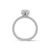 Lab-Grown 9.72 Carat Pear E-VVS2 Diamond 14K White Gold Hidden Halo Ring