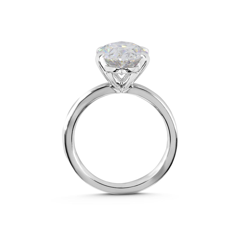 Lab-Grown 3.07 Carat Oval F-VVS2 Diamond 14K White Gold Solitaire Ring