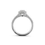 Lab-Grown 1.42 Carat Emerald E-VVS1 Diamond 14K White Gold Split Shank Ring
