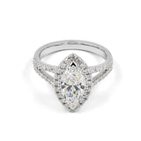 Lab-Grown 3.82 Carat Marquise D-VVS2 Diamond 14K White Gold Split Shank Ring