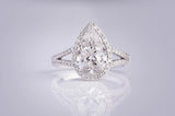 Lab-Grown 3.73 Carat Pear F-VS1 Diamond 14K White Gold Split Shank Ring