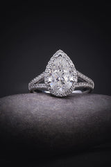 Lab-Grown 3.73 Carat Pear F-VS1 Diamond 14K White Gold Split Shank Ring