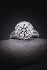 Lab-Grown 1.98 Carat Round F-VS1 Diamond Platinum Split Shank Ring