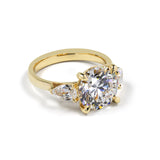 Lab-Grown 4.83 Carat Round D-VVS2 Diamond 14K Yellow Gold 3 Stones Ring