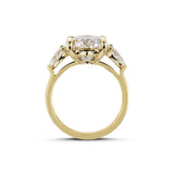 Lab-Grown 4.83 Carat Round D-VVS2 Diamond 14K Yellow Gold 3 Stones Ring