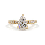 Lab-Grown 2.77 Carat Pear E-VVS2 Diamond 14K Yellow Gold Hidden Halo Ring