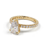 Lab-Grown 2.77 Carat Pear E-VVS2 Diamond 14K Yellow Gold Hidden Halo Ring