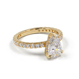 Lab-Grown 2.77 Carat Pear E-VVS2 Diamond 14K Yellow Gold Hidden Halo Ring