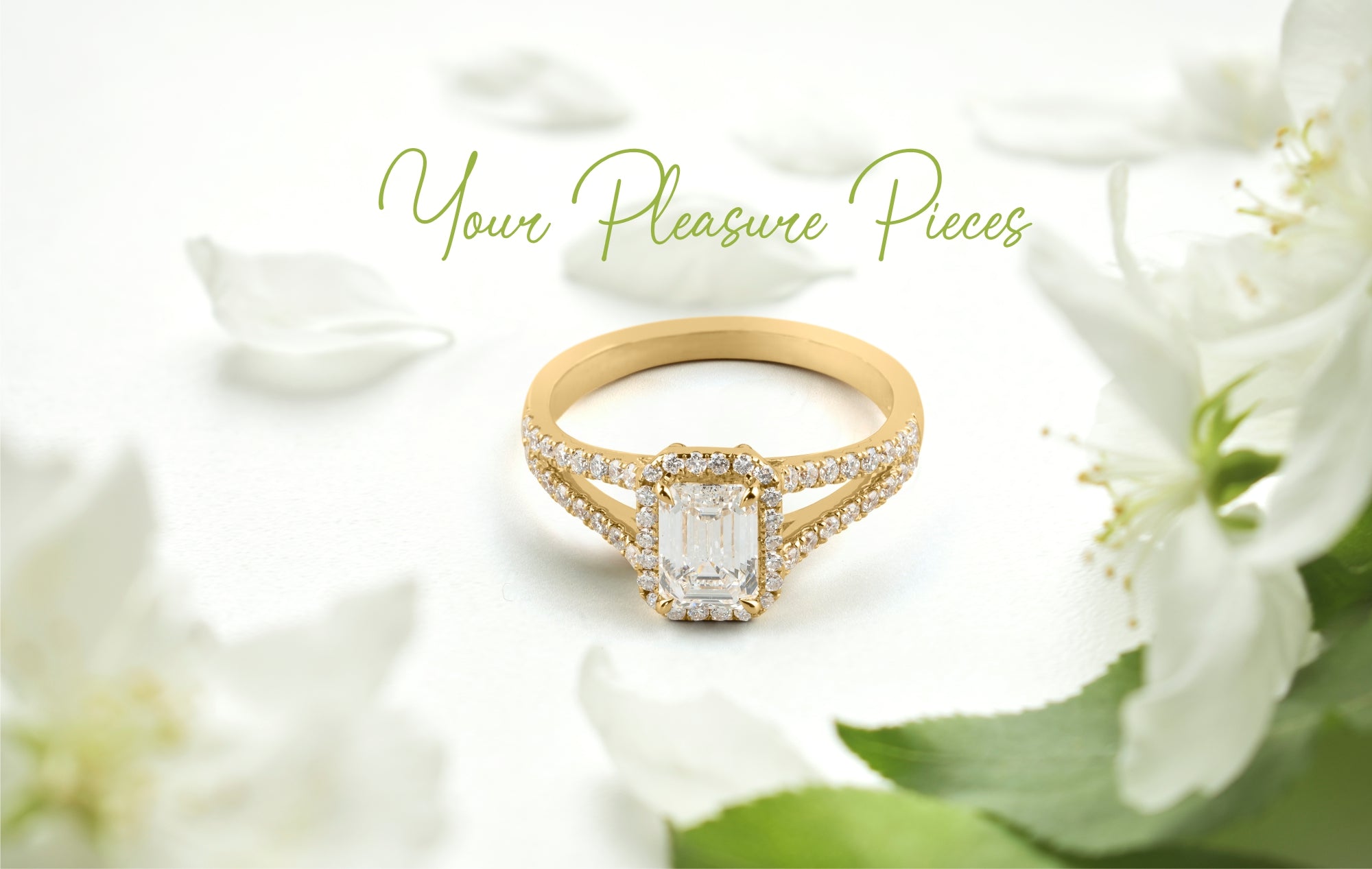 Lab-Grown 1.38 Carat Emerald D-VS1 Diamond 14K Yellow Gold Split Shank Ring