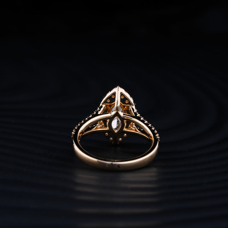 Lab-Grown 2.67 Carat Marquise D-VS1 Diamond 14K Yellow Gold Split Shank Ring