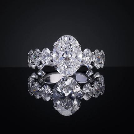 Lab-Grown 6.31 Carat Oval F-VS1 Diamond 14K White Gold Special Ring
