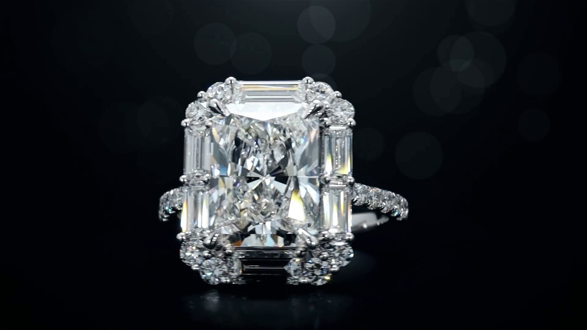 Lab-Grown 5.57 Carat Radiant F-VS1 Diamond 14K White Gold Special Ring