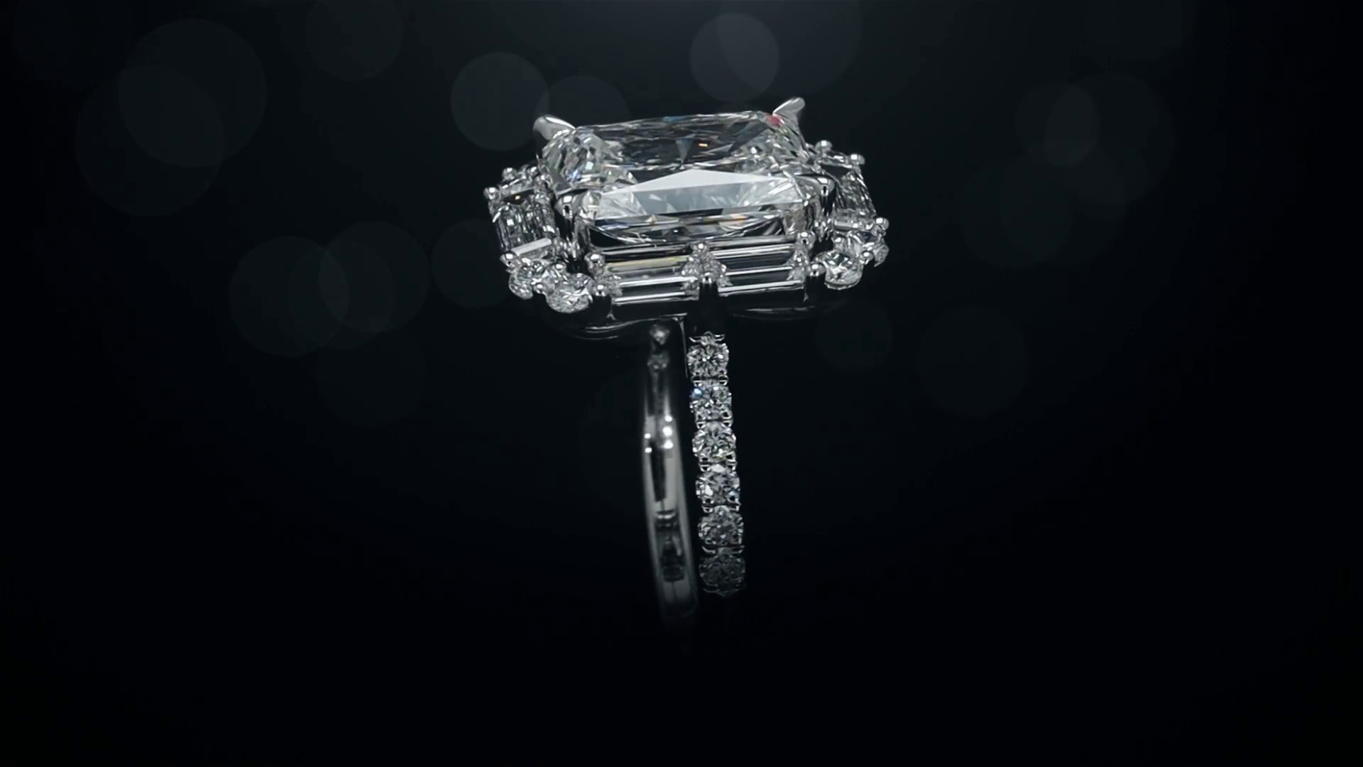 Lab-Grown 5.57 Carat Radiant F-VS1 Diamond 14K White Gold Special Ring