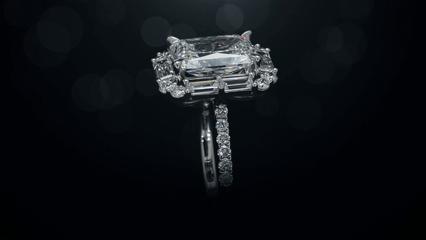 Lab-Grown 5.57 Carat Radiant F-VS1 Diamond 14K White Gold Special Ring
