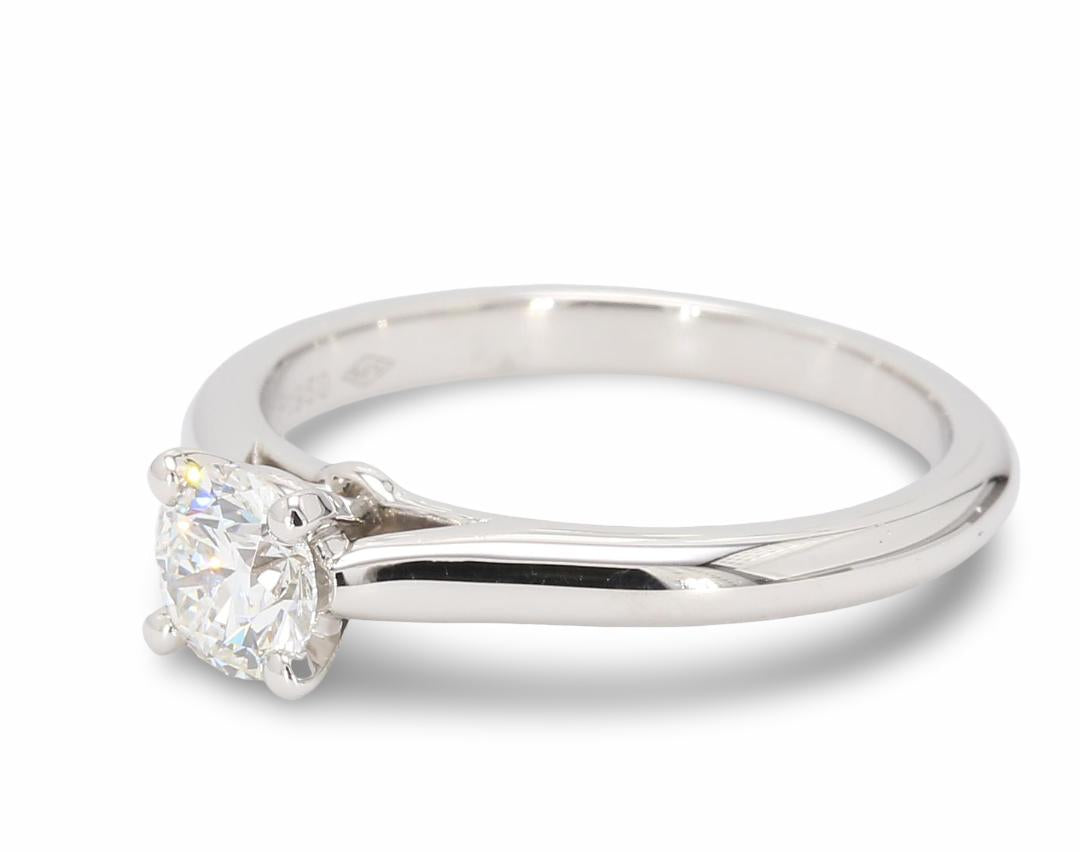 Cartier Platinum Engagement Ring with 0.51 Carat Round Diamond G VVS2 GIA