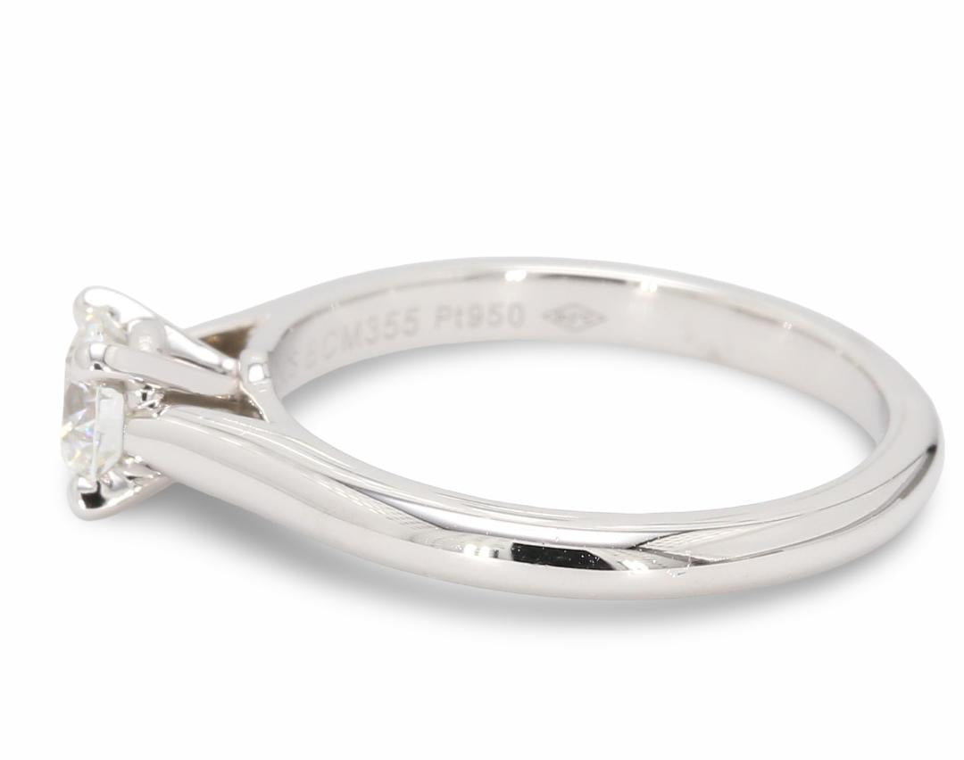 Cartier Platinum Engagement Ring with 0.51 Carat Round Diamond G VVS2 GIA