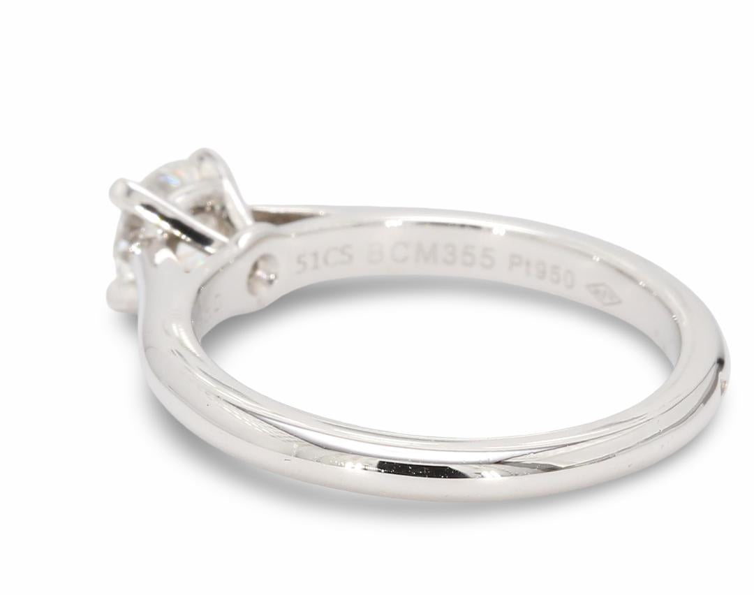 Cartier Platinum Engagement Ring with 0.51 Carat Round Diamond G VVS2 GIA