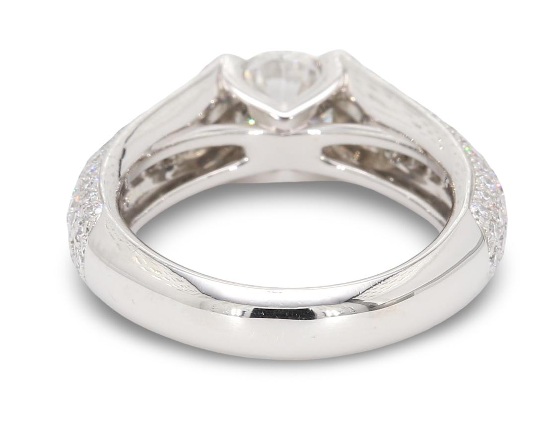 Cartier White Platinum Engagement Ring with 1.02 Carat Round Diamonds G VS2 GIA