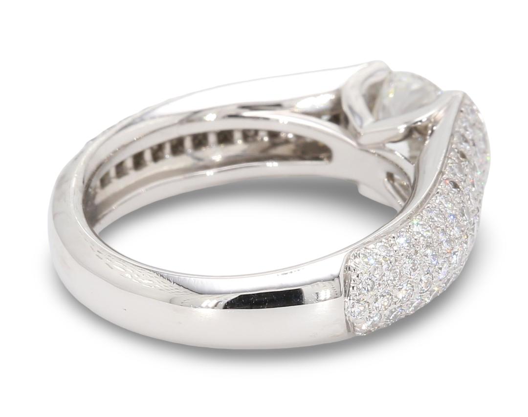 Cartier White Platinum Engagement Ring with 1.02 Carat Round Diamonds G VS2 GIA