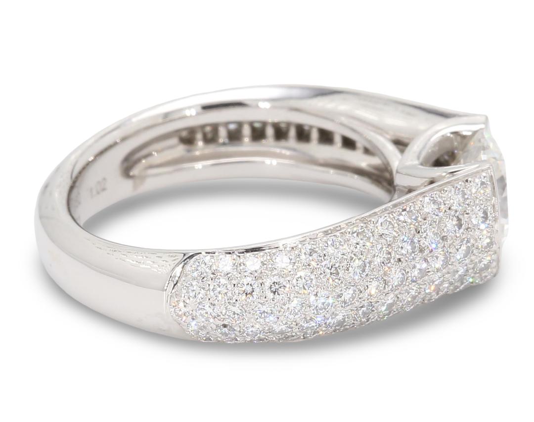 Cartier White Platinum Engagement Ring with 1.02 Carat Round Diamonds G VS2 GIA