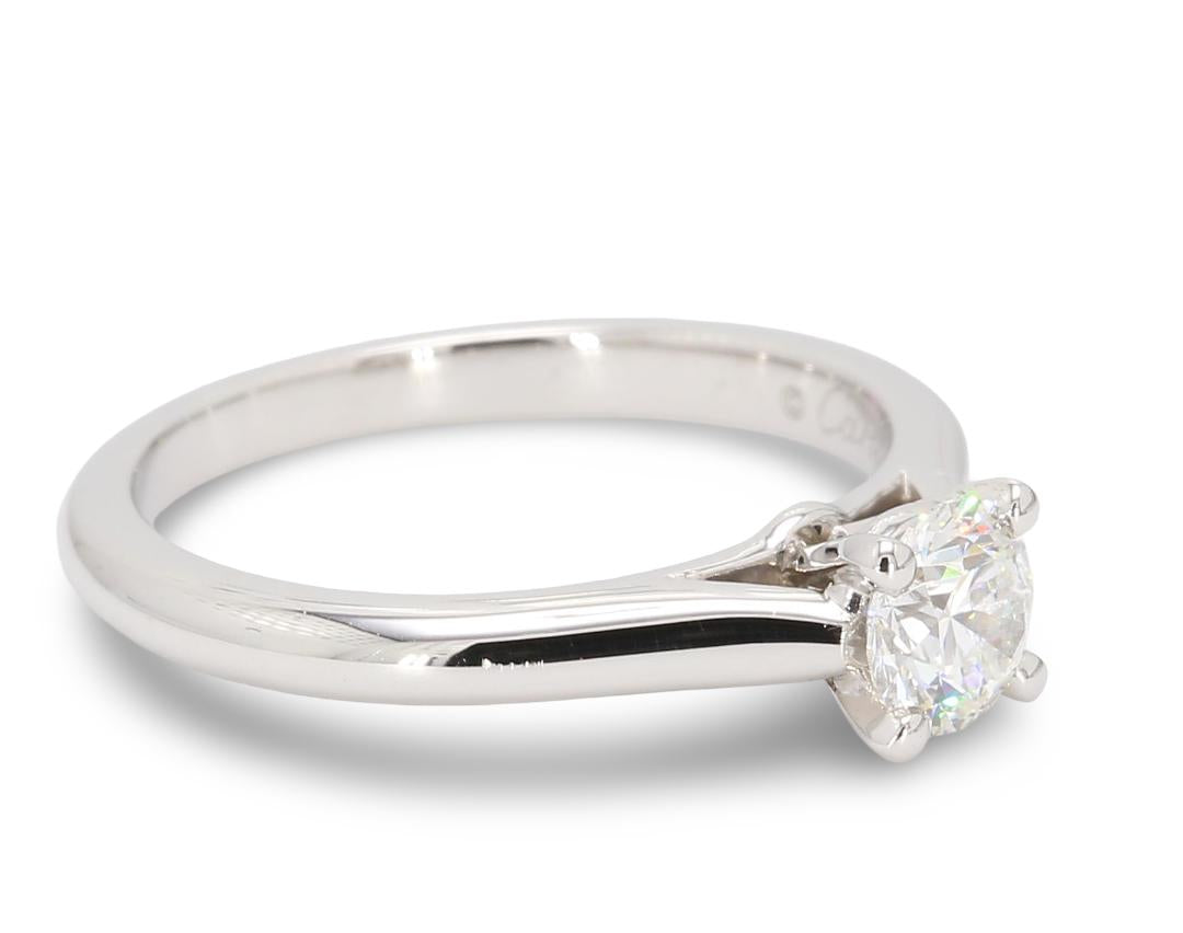 Cartier Platinum Engagement Ring with 0.51 Carat Round Diamond G VVS2 GIA