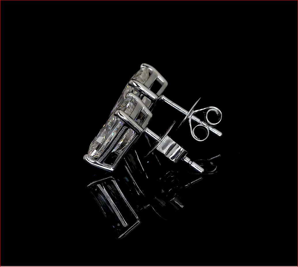 Lab-Grown 3.07 Carat Radiant H-VS1 Diamond 14K White Gold Studs Earrings