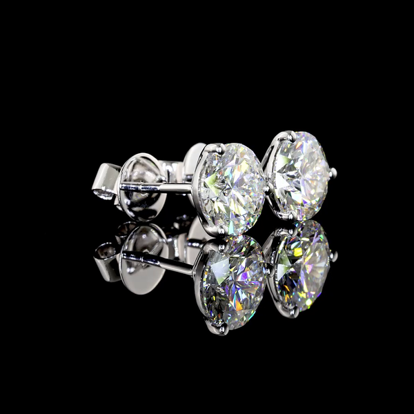 Lab-Grown 2.57 Carat Round F-VS2 Diamond 14K White Gold Martini Earrings