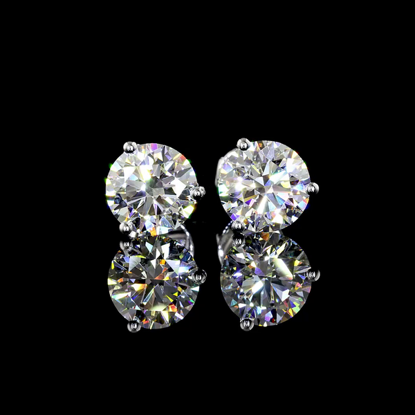 Lab-Grown 2.57 Carat Round F-VS2 Diamond 14K White Gold Martini Earrings