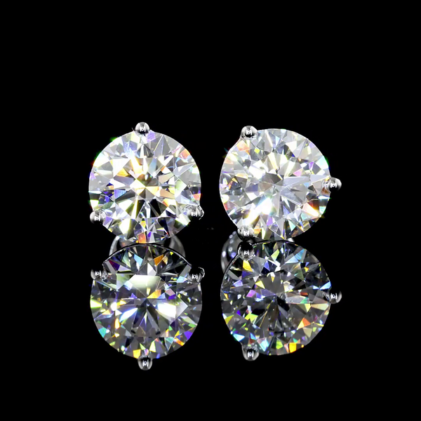 Lab-Grown 3.11 Carat Round F-VVS1 Diamond 14K White Gold Martini Earrings