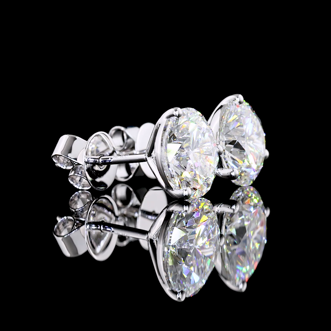 Lab-Grown 4.07 Carat Round F-VS1 Diamond 14K White Gold Martini Earrings