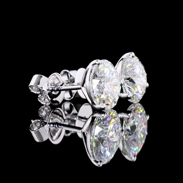 Lab-Grown 4.07 Carat Round F-VS1 Diamond 14K White Gold Martini Earrings