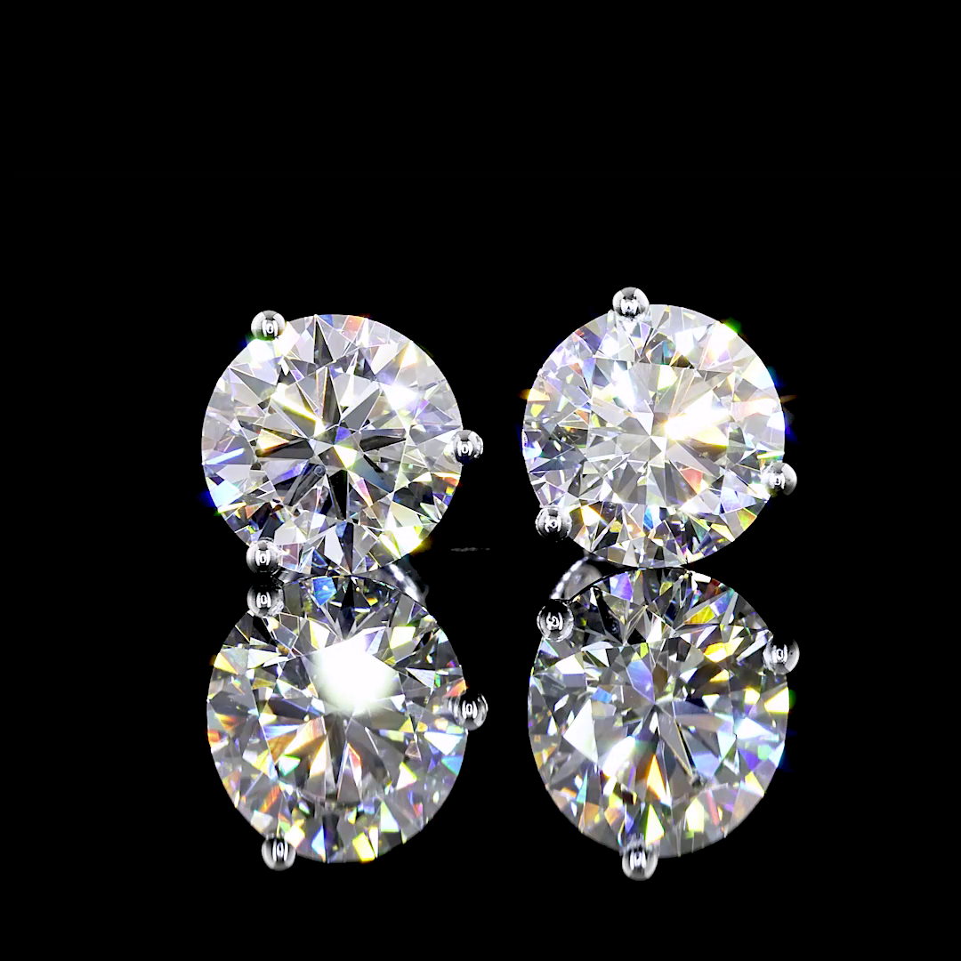 Lab-Grown 4.1 Carat Round E-VS1 Diamond 14K White Gold Martini Earrings