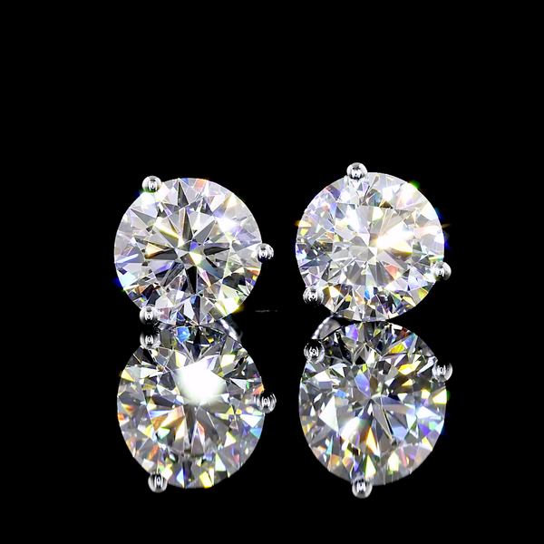 Lab-Grown 4.1 Carat Round E-VS1 Diamond 14K White Gold Martini Earrings