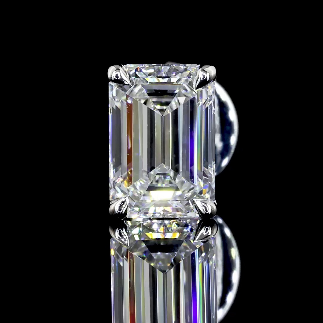 Lab-Grown 1.57 Carat Emerald F-VS2 Diamond 14K White Gold Studs Earrings