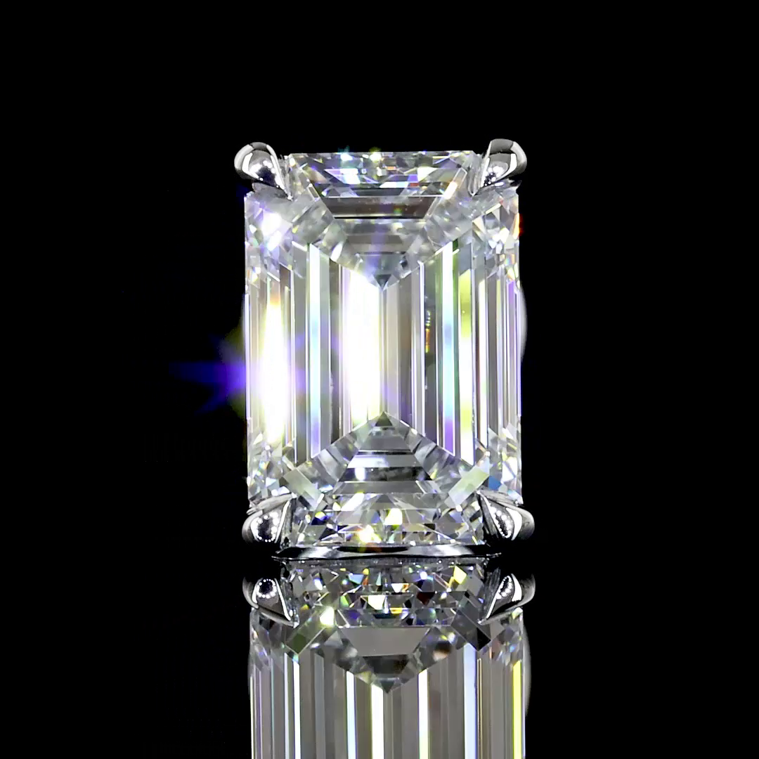 Lab-Grown 3.03 Carat Emerald F-VVS2 Diamond 14K White Gold Studs Earrings