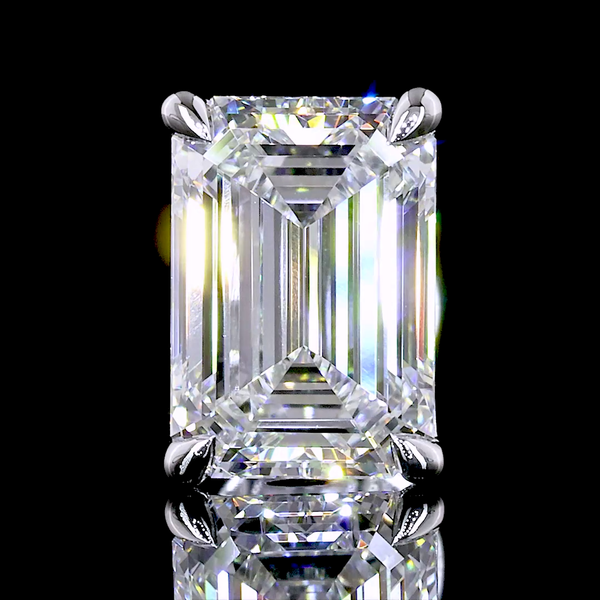 Lab-Grown 4.08 Carat Emerald F-VS1 Diamond 14K White Gold Studs Earrings