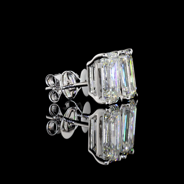 Lab-Grown 5.02 Carat Emerald F-VS1 Diamond 14K White Gold Studs Earrings