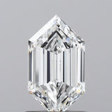 Lab-Grown 1.08 Carat Long Hexagonal Shape Diamond color D Clarity VS1, precious stones, engagement diamonds