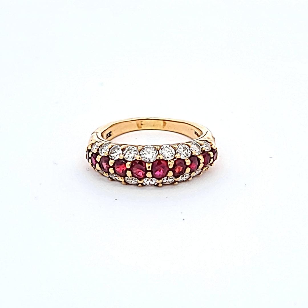 Tiffany & Co 1.00 Carat Ruby 0.80 Carat Diamond 18 Karat Yellow Gold Halo Ring