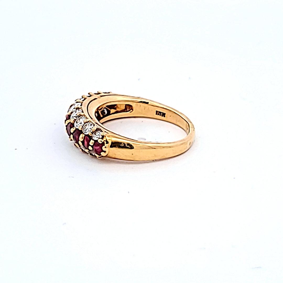 Tiffany & Co 1.00 Carat Ruby 0.80 Carat Diamond 18 Karat Yellow Gold Halo Ring