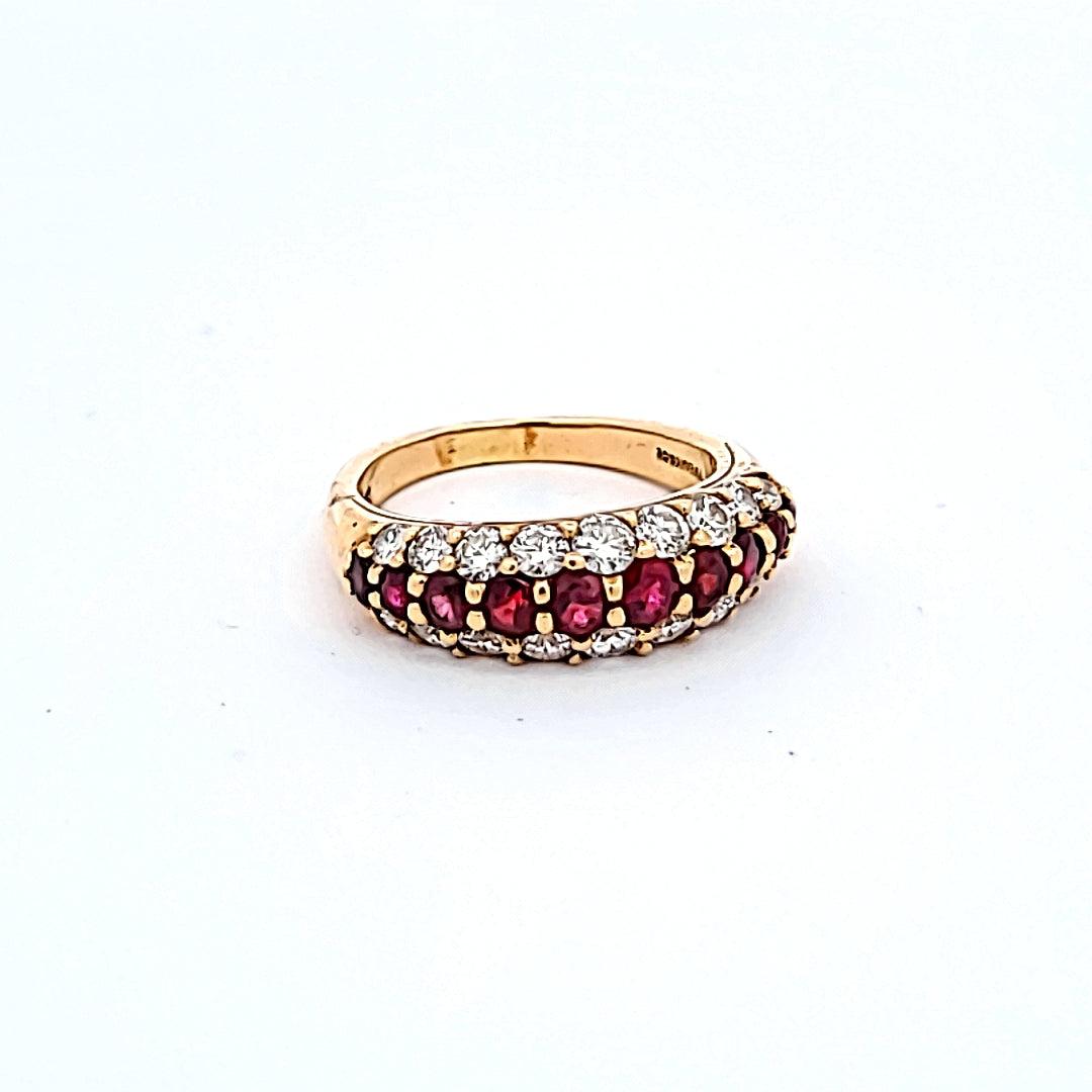 Tiffany & Co 1.00 Carat Ruby 0.80 Carat Diamond 18 Karat Yellow Gold Halo Ring