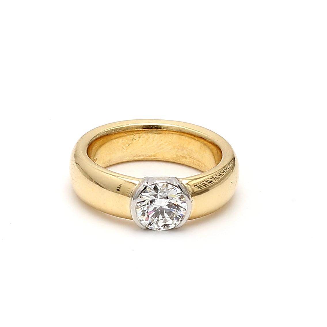 Tiffany & Co 1.01 Carat Round G VS1 Diamond 18K Yellow Gold Engagement Ring