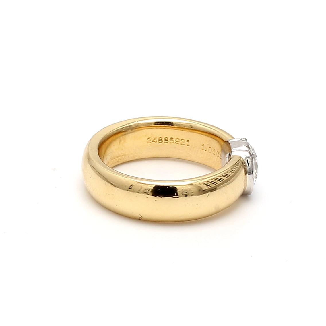 Tiffany & Co 1.01 Carat Round G VS1 Diamond 18K Yellow Gold Engagement Ring
